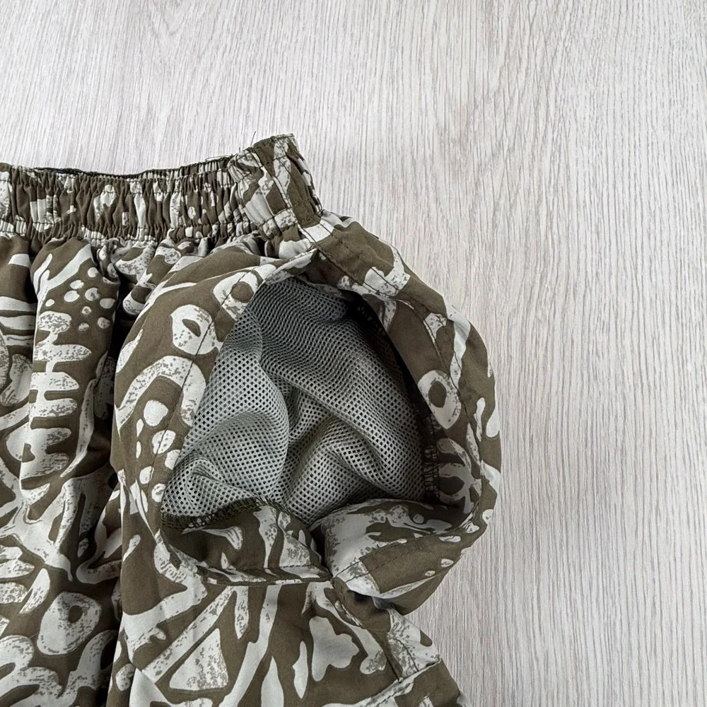 Swim Trunks Natural Life Mens Large Brown Tribal Graphic Print Board Shorts New